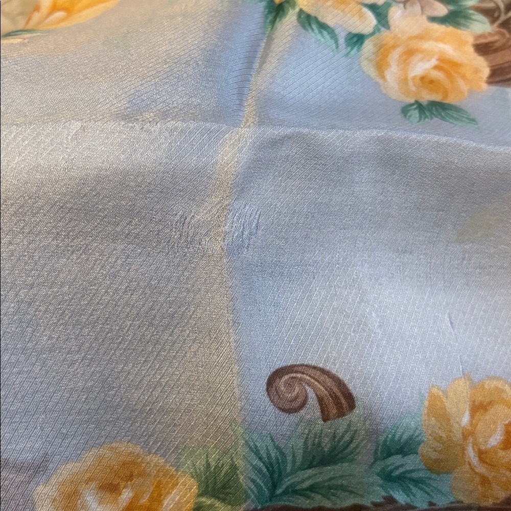 Dior Floral Silk Scarf - Blue and Gold - Picture 8 of 9